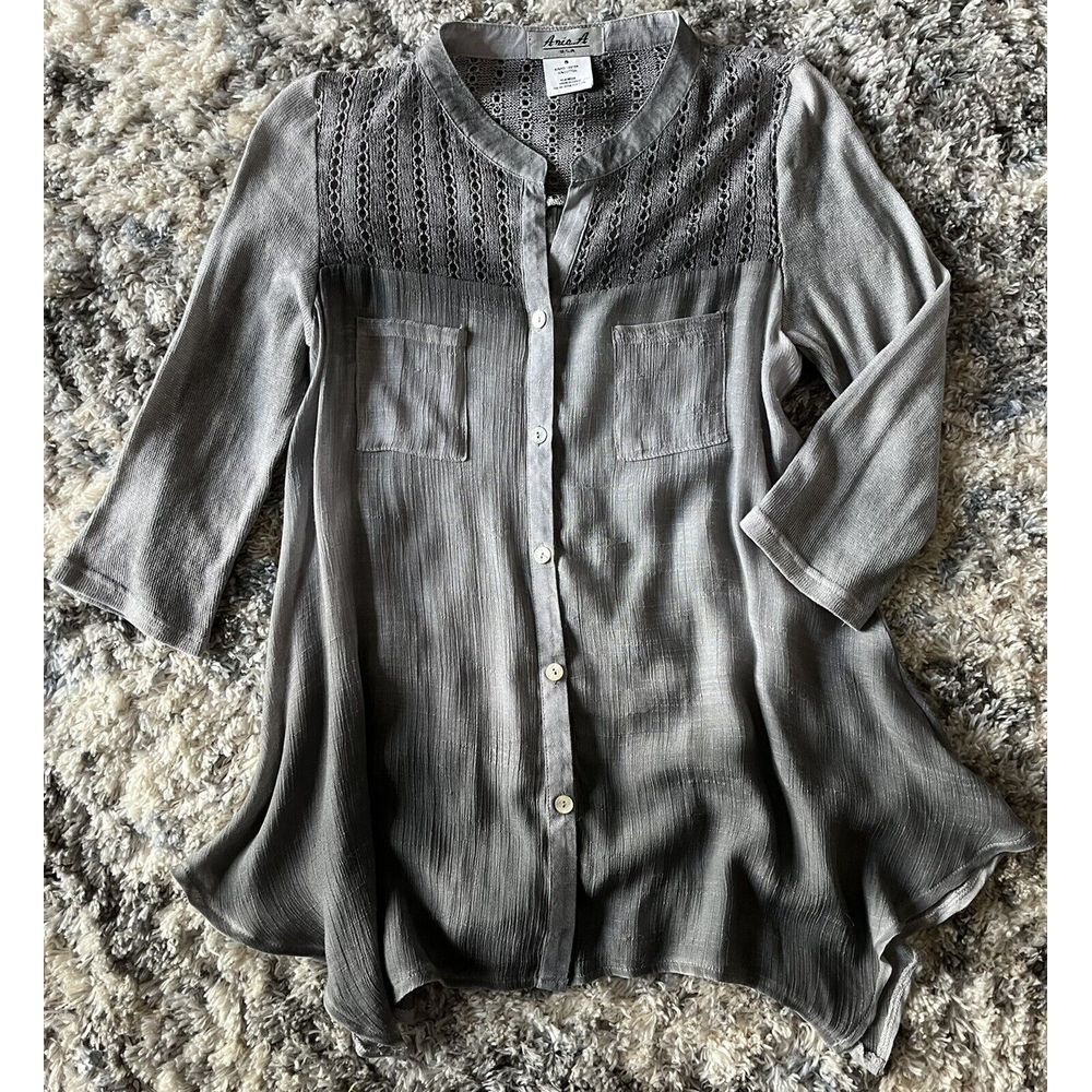 Aria A blouse Women's Small, Grey Boho Cowboy